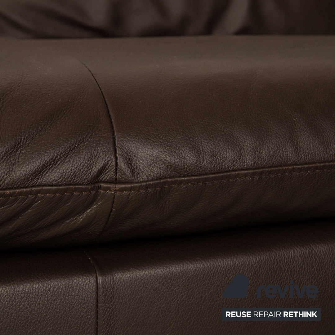 Willi Schillig Loop Leder Ecksofa Braun Dunkelbraun Sofa Couch Funktion Recamiere rechts