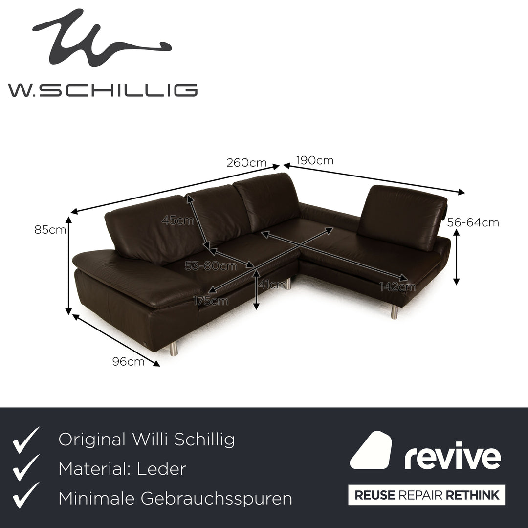 Willi Schillig Loop Leder Ecksofa Braun Dunkelbraun Sofa Couch Funktion Recamiere rechts