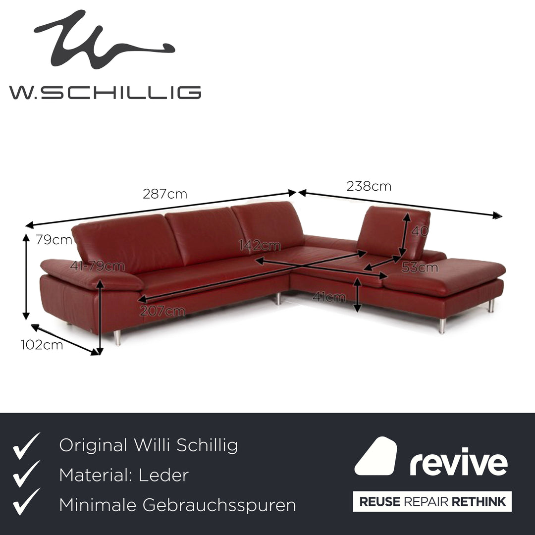 Willi Schillig Loop Leder Ecksofa Dunkelrot Rot Funktion Couch #13408