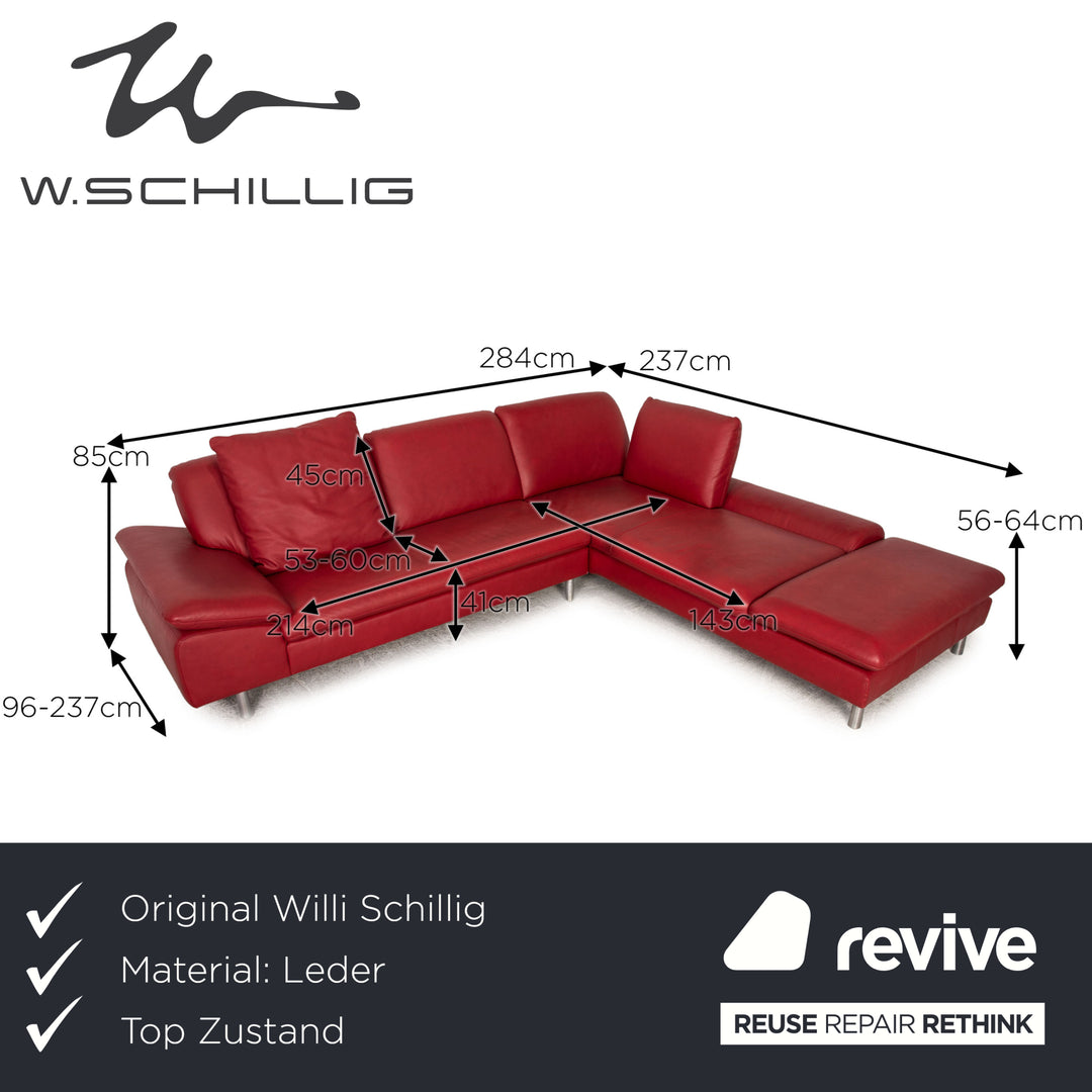 Willi Schillig Loop Leder Ecksofa Rot Funktion Couch Sofa