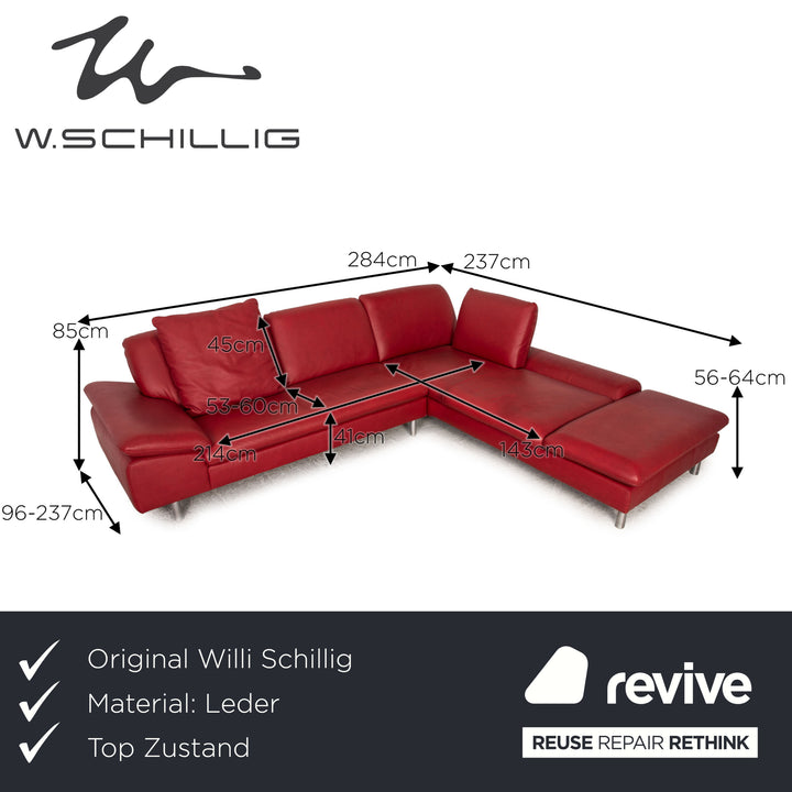 Willi Schillig Loop Leder Ecksofa Rot Funktion Couch Sofa