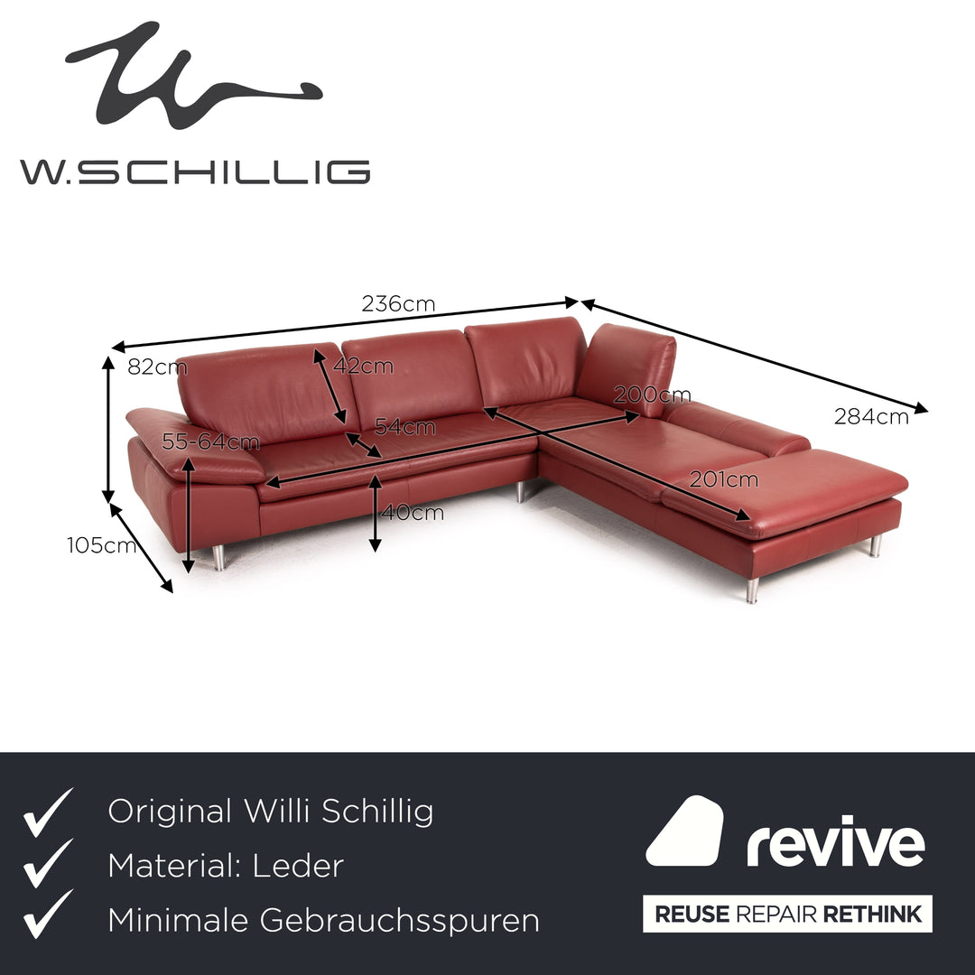 Willi Schillig Loop Leder Ecksofa Rot Funktion Sofa Couch