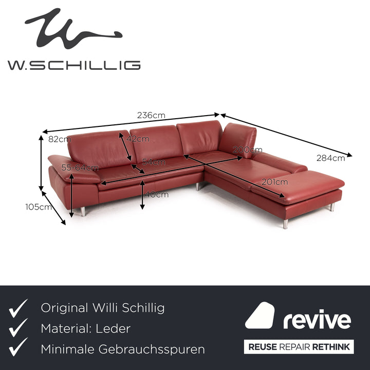 Willi Schillig Loop Leder Ecksofa Rot Funktion Sofa Couch