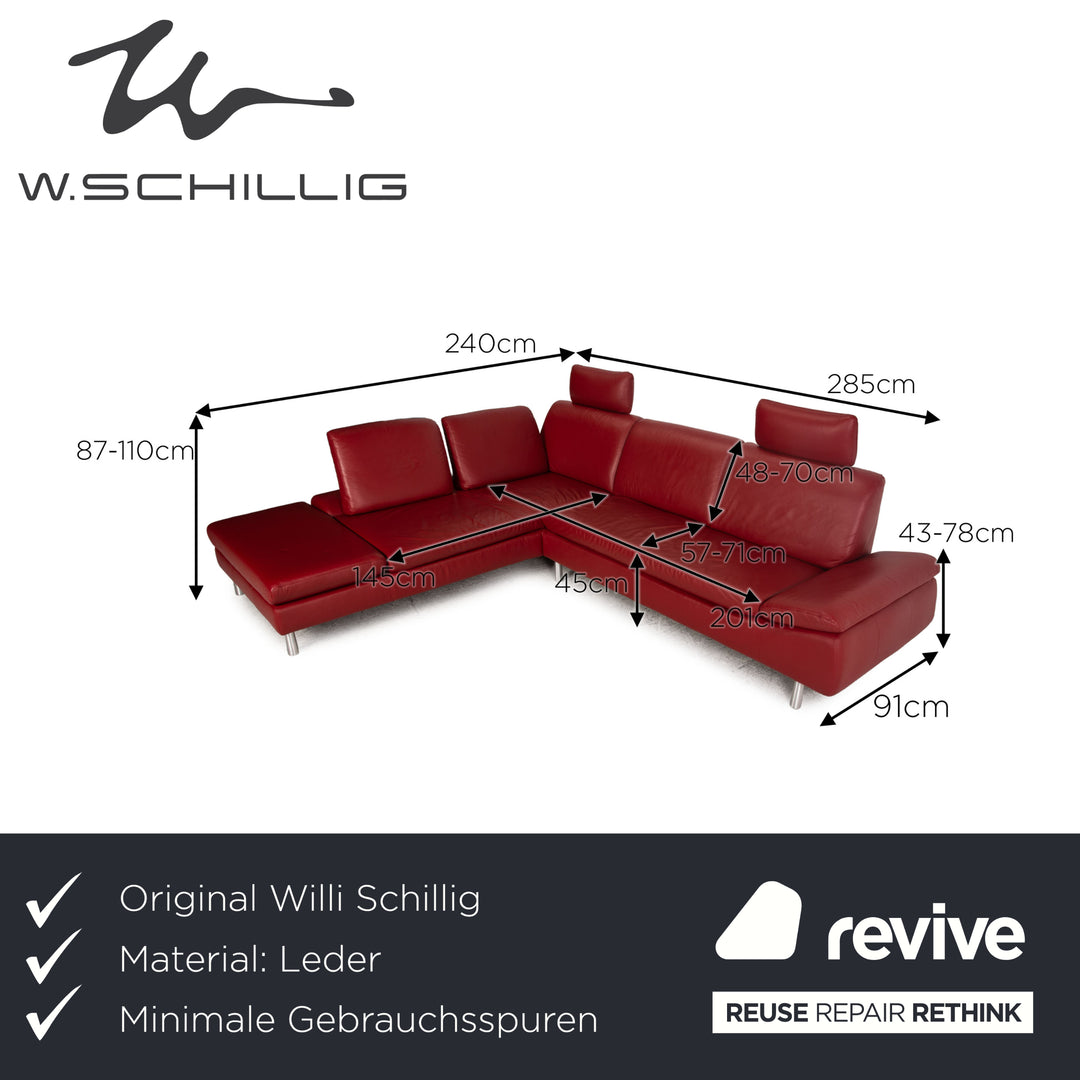 Willi Schillig Loop Leder Ecksofa Rot Sofa Couch Funktion