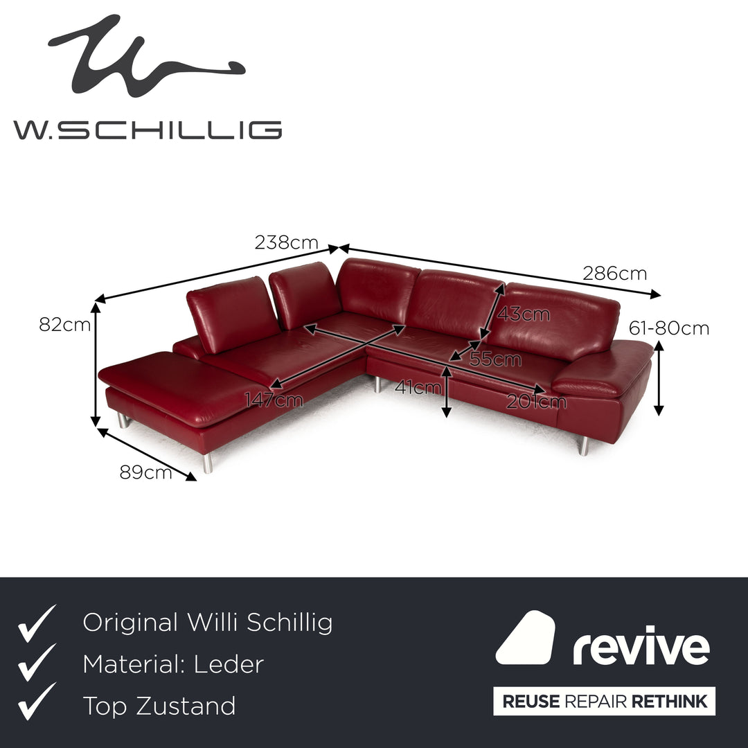 Willi Schillig Loop Leder Ecksofa Rot Sofa Couch Funktion