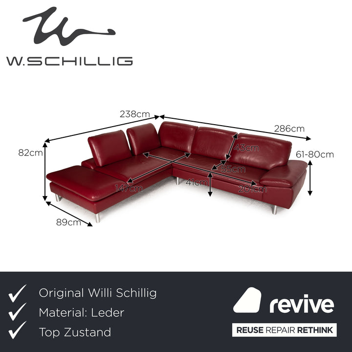 Willi Schillig Loop Leder Ecksofa Rot Sofa Couch Funktion