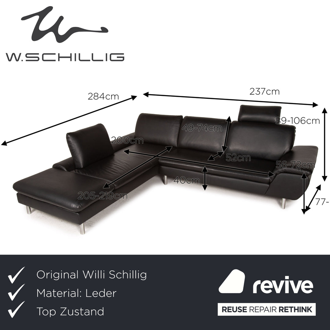 Willi Schillig Loop Leder Ecksofa Schwarz Funktion Sofa Couch