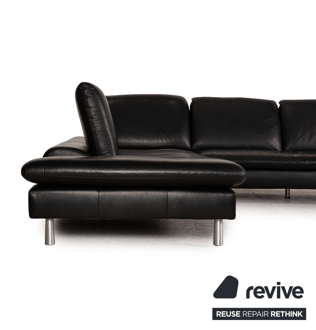 Willi Schillig Loop Leder Ecksofa Schwarz Sofa Couch Funktion Recamiere links