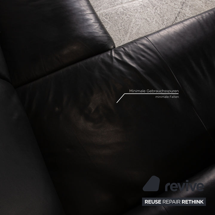 Willi Schillig Loop Leder Ecksofa Schwarz Sofa Couch Funktion Recamiere links