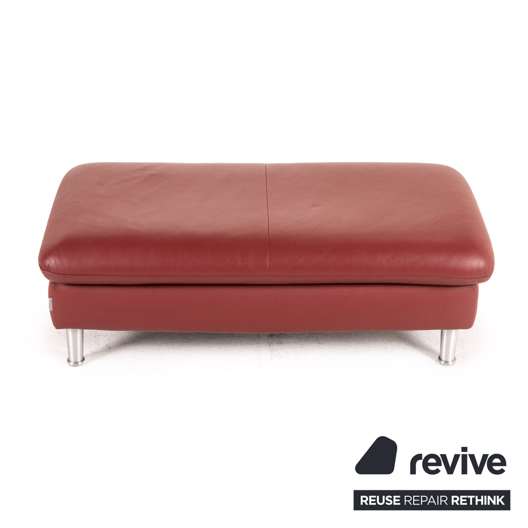 Willi Schillig Loop Leder Hocker Rot Ottoman