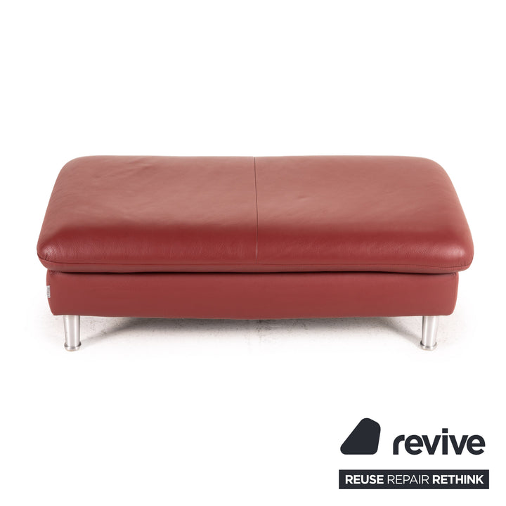 Willi Schillig Loop Leder Hocker Rot Ottoman