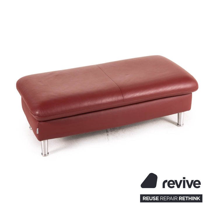Willi Schillig Loop Leder Hocker Rot Ottoman