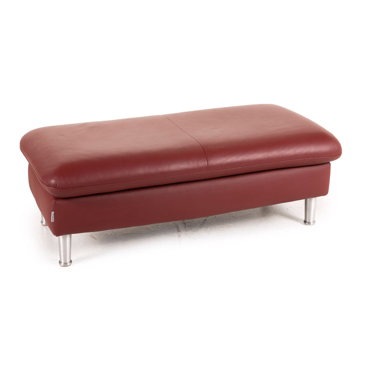 Willi Schillig Loop Leder Hocker Rot Ottoman
