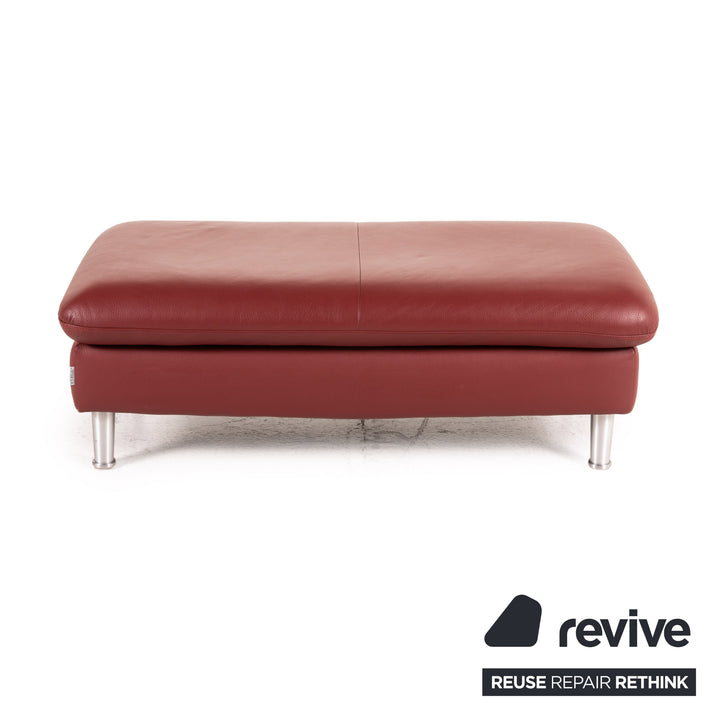 Willi Schillig Loop Leder Hocker Rot Ottoman