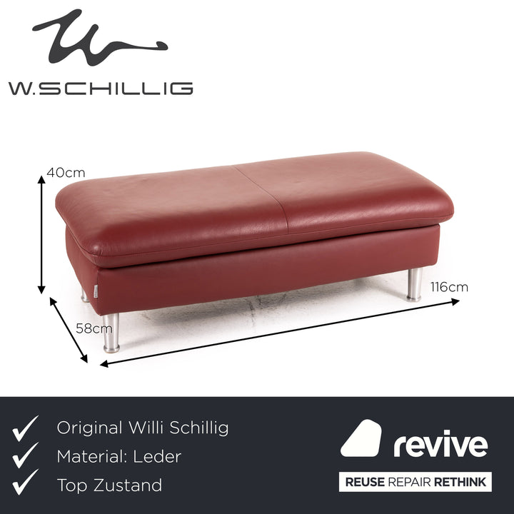 Willi Schillig Loop Leder Hocker Rot Ottoman