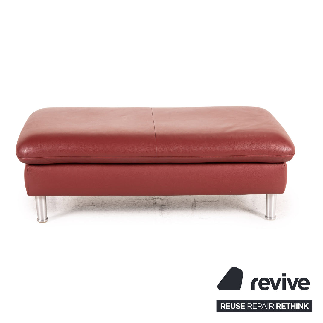 Willi Schillig Loop Leder Hocker Rot Ottoman