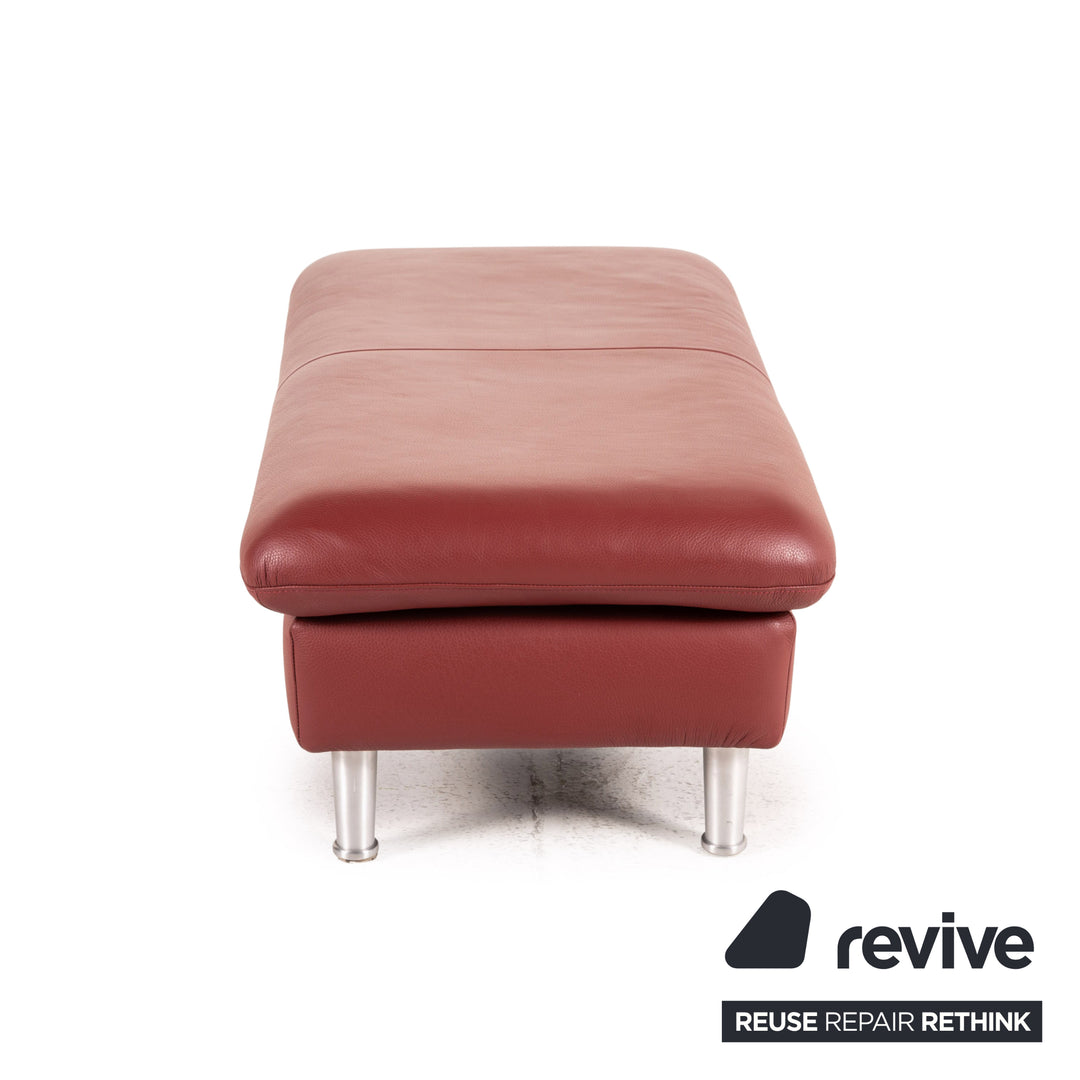 Willi Schillig Loop Leder Hocker Rot Ottoman