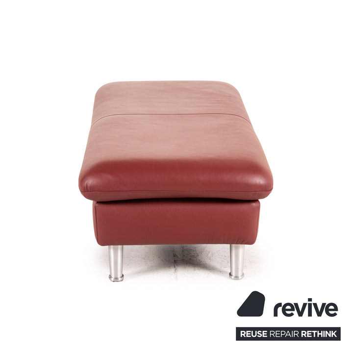 Willi Schillig Loop Leder Hocker Rot Ottoman