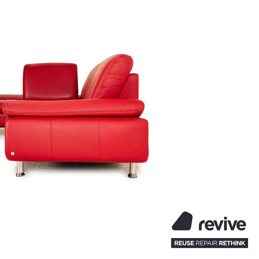 Willi Schillig Loop Leder Rot Ecksofa manuelle Funktion Recamiere links