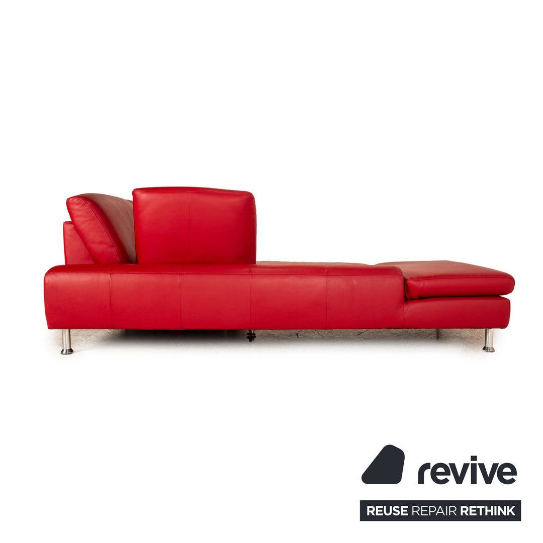 Willi Schillig Loop Leder Rot Ecksofa manuelle Funktion Recamiere links