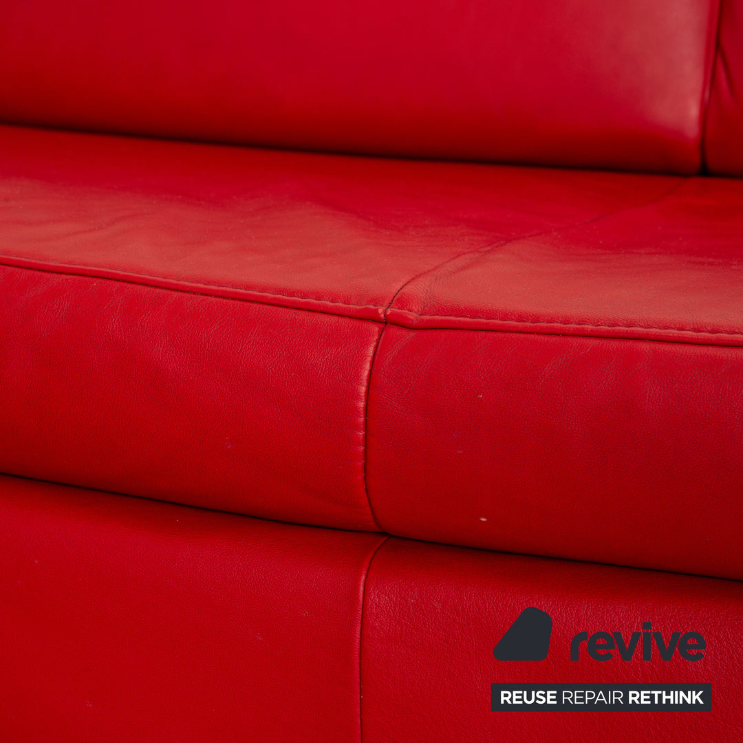 Willi Schillig Loop Leder Rot Ecksofa manuelle Funktion Recamiere links