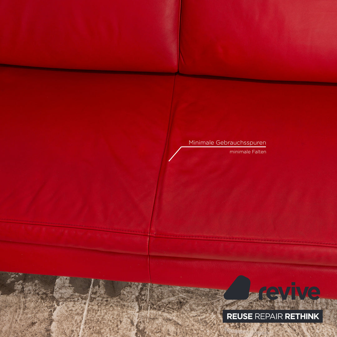 Willi Schillig Loop Leder Rot Ecksofa manuelle Funktion Recamiere links