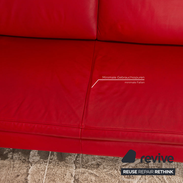 Willi Schillig Loop Leder Rot Ecksofa manuelle Funktion Recamiere links