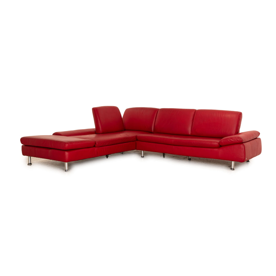 Willi Schillig Loop Leder Rot Ecksofa manuelle Funktion Recamiere links