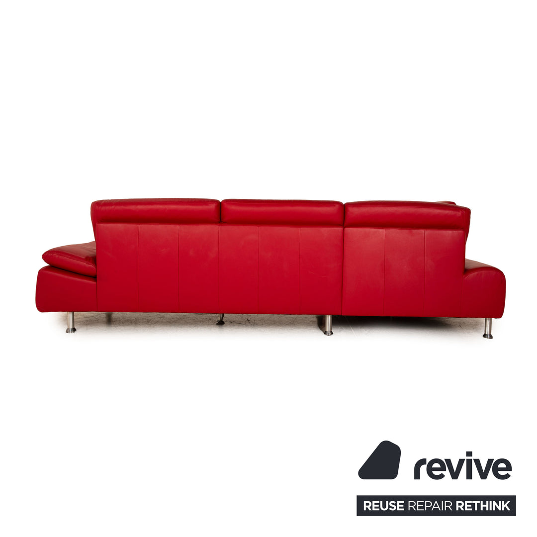 Willi Schillig Loop Leder Rot Ecksofa manuelle Funktion Recamiere links