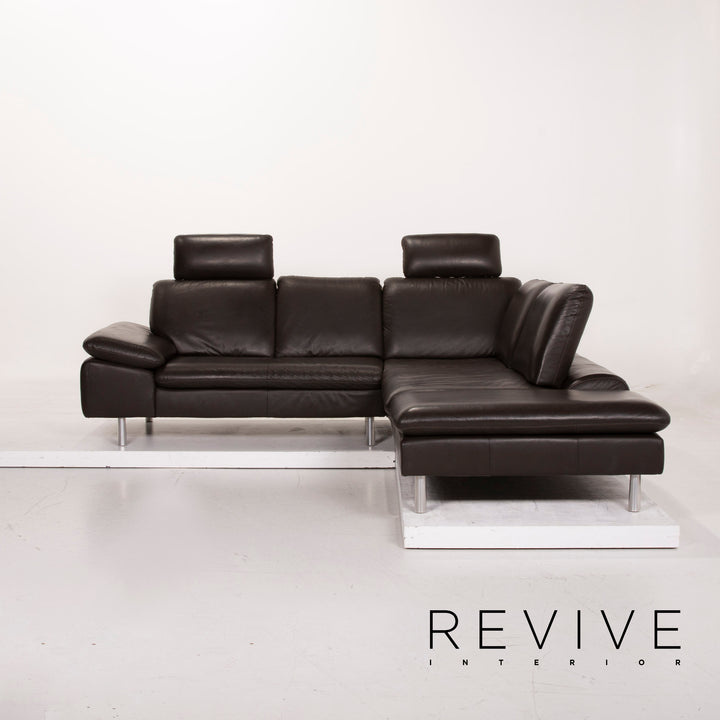 Willi Schillig Loop Leder Sofa Dunkelbraun Ecksofa #15147