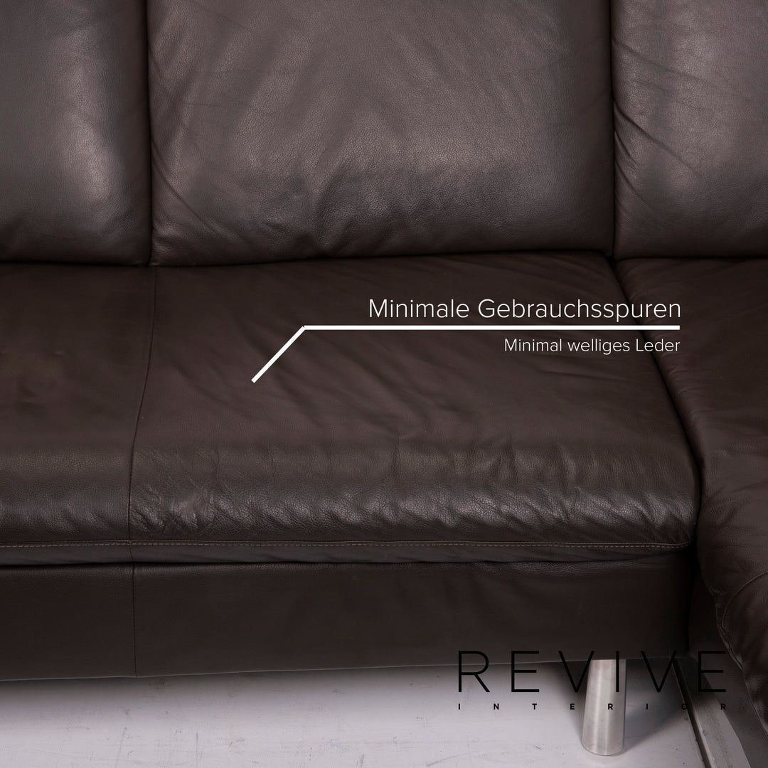 Willi Schillig Loop Leder Sofa Dunkelbraun Ecksofa #15147