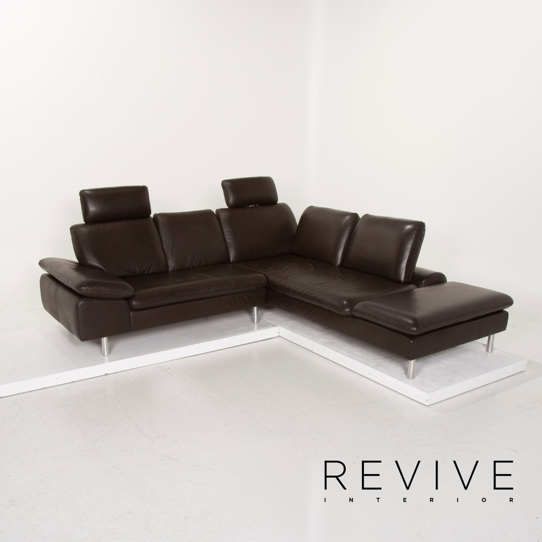 Willi Schillig Loop Leder Sofa Dunkelbraun Ecksofa #15147