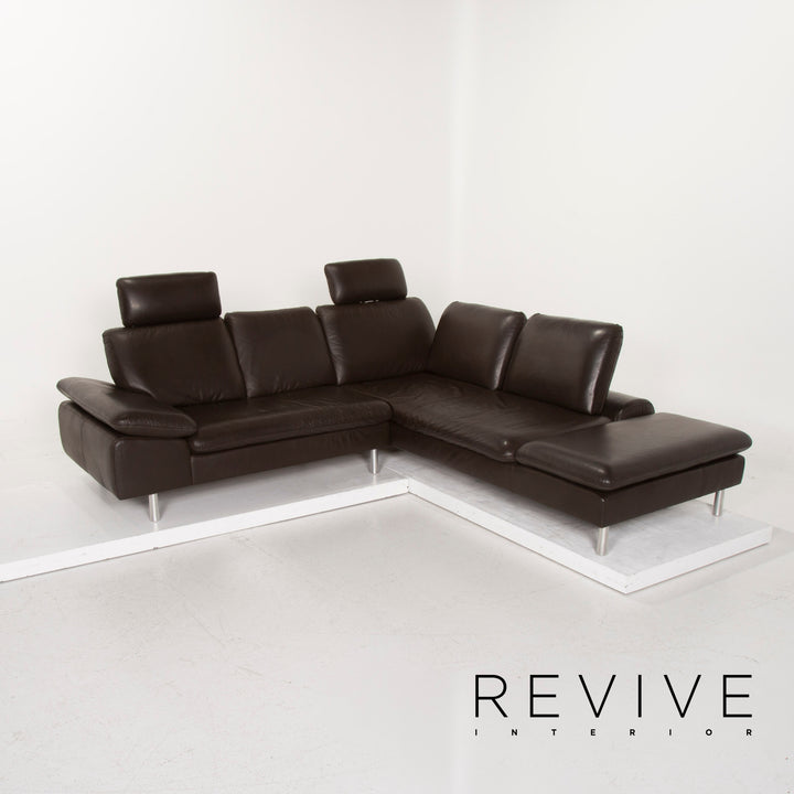 Willi Schillig Loop Leder Sofa Dunkelbraun Ecksofa #15147