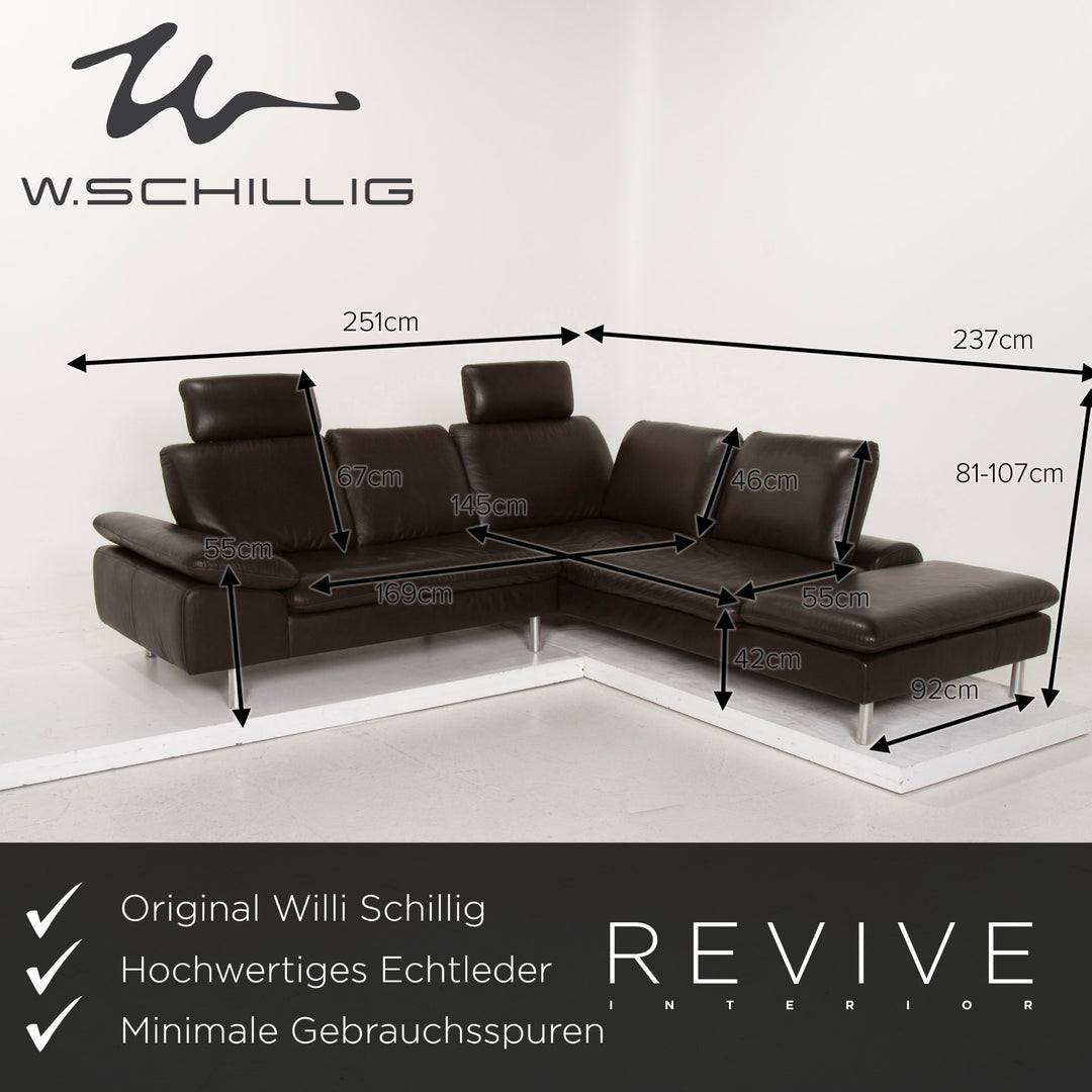 Willi Schillig Loop Leder Sofa Dunkelbraun Ecksofa #15147