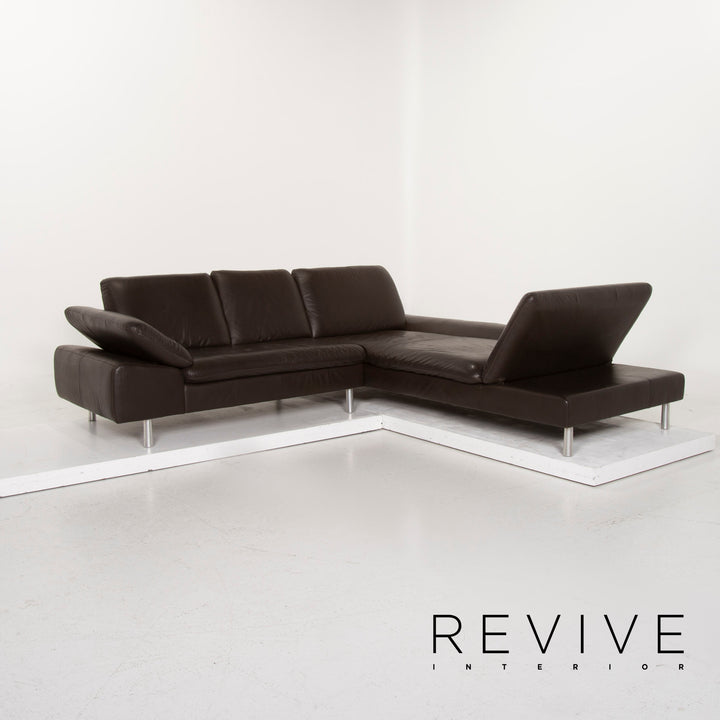 Willi Schillig Loop Leder Sofa Dunkelbraun Ecksofa #15147