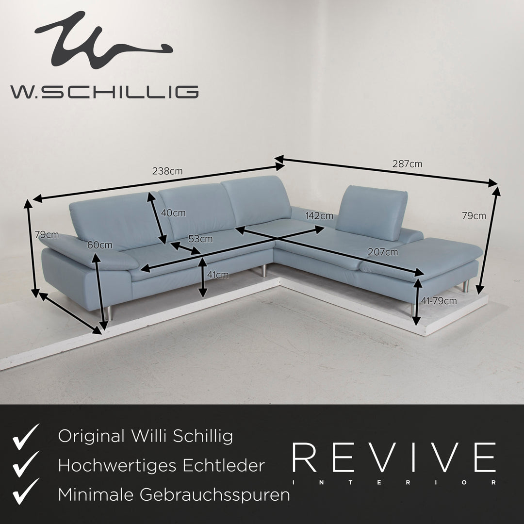 Willi Schillig Loop Leder Sofa Eisblau Ecksofa Blau Funktion Couch #14957