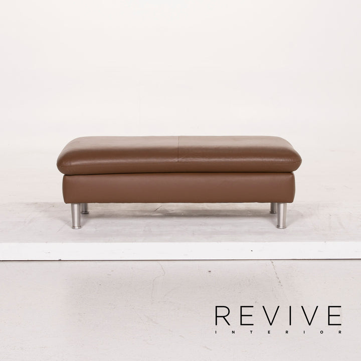 Willi Schillig Loop Leder Sofa Garnitur Braun 1x Ecksofa 1x Hocker #15371