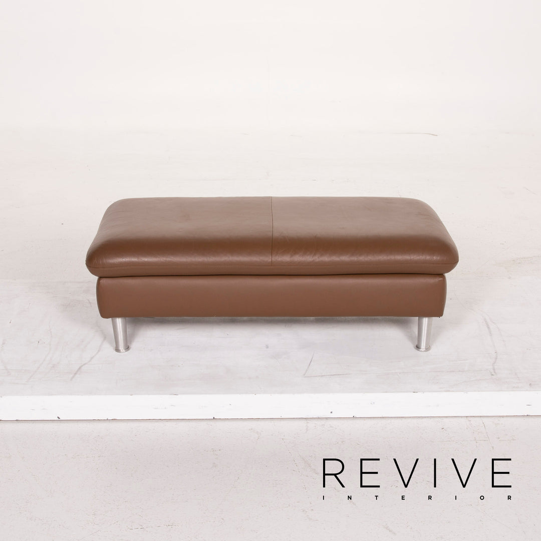 Willi Schillig Loop Leder Sofa Garnitur Braun 1x Ecksofa 1x Hocker #15371