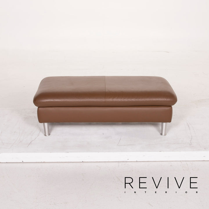 Willi Schillig Loop Leder Sofa Garnitur Braun 1x Ecksofa 1x Hocker #15371