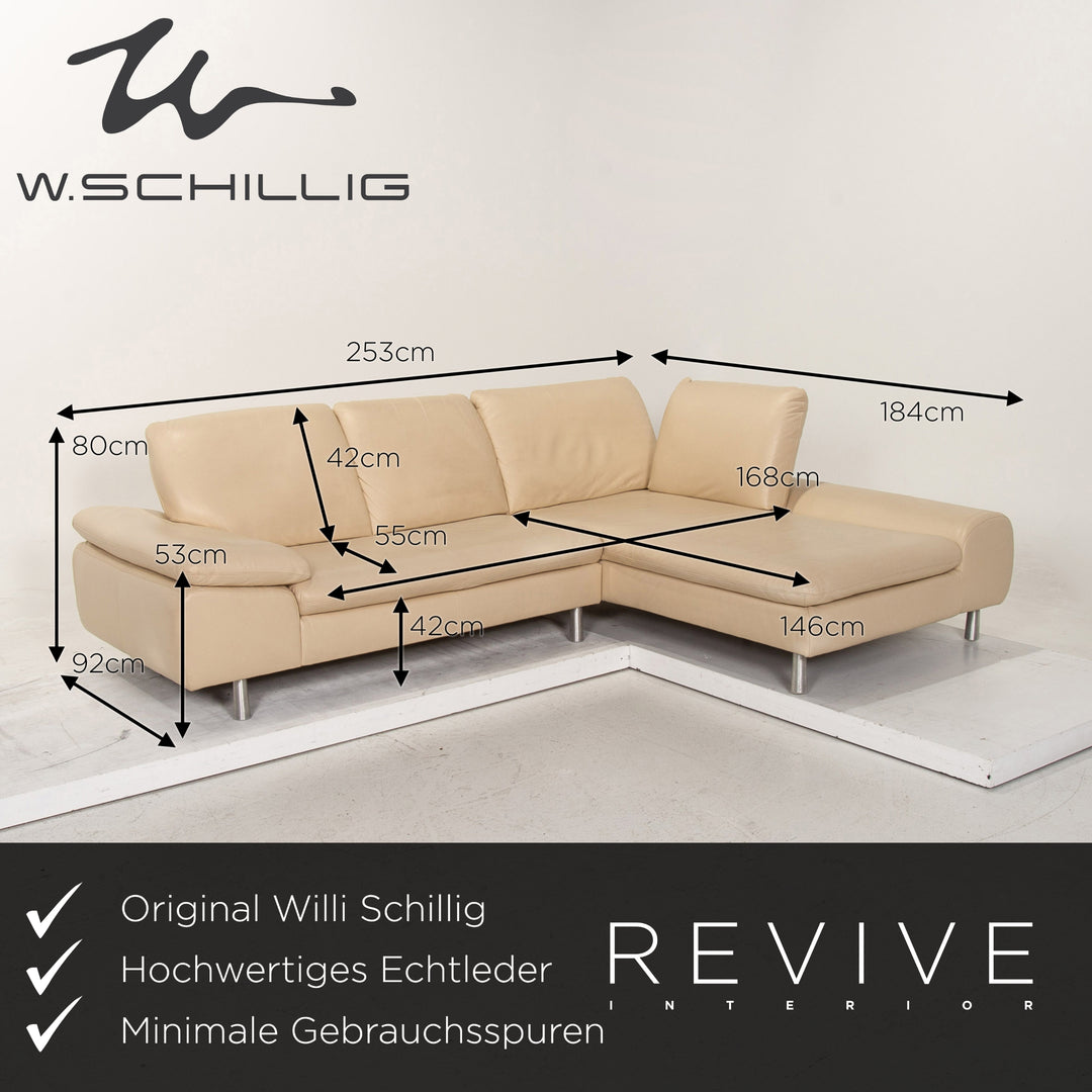 Willi Schillig Loop Leder Sofa Garnitur Creme Funktion 1x Ecksofa 1x Hocker #Couch #15624
