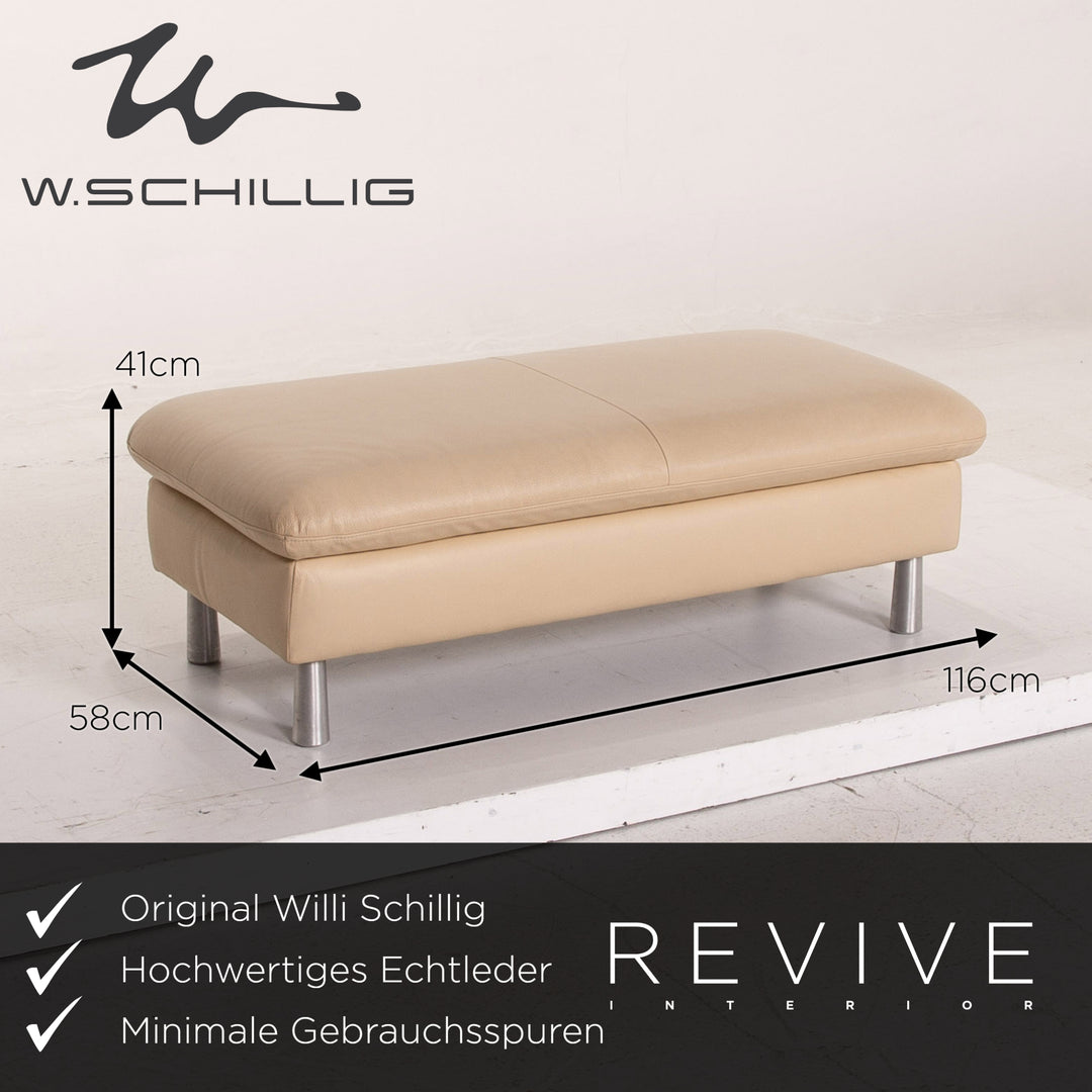 Willi Schillig Loop Leder Sofa Garnitur Creme Funktion 1x Ecksofa 1x Hocker #Couch #15624