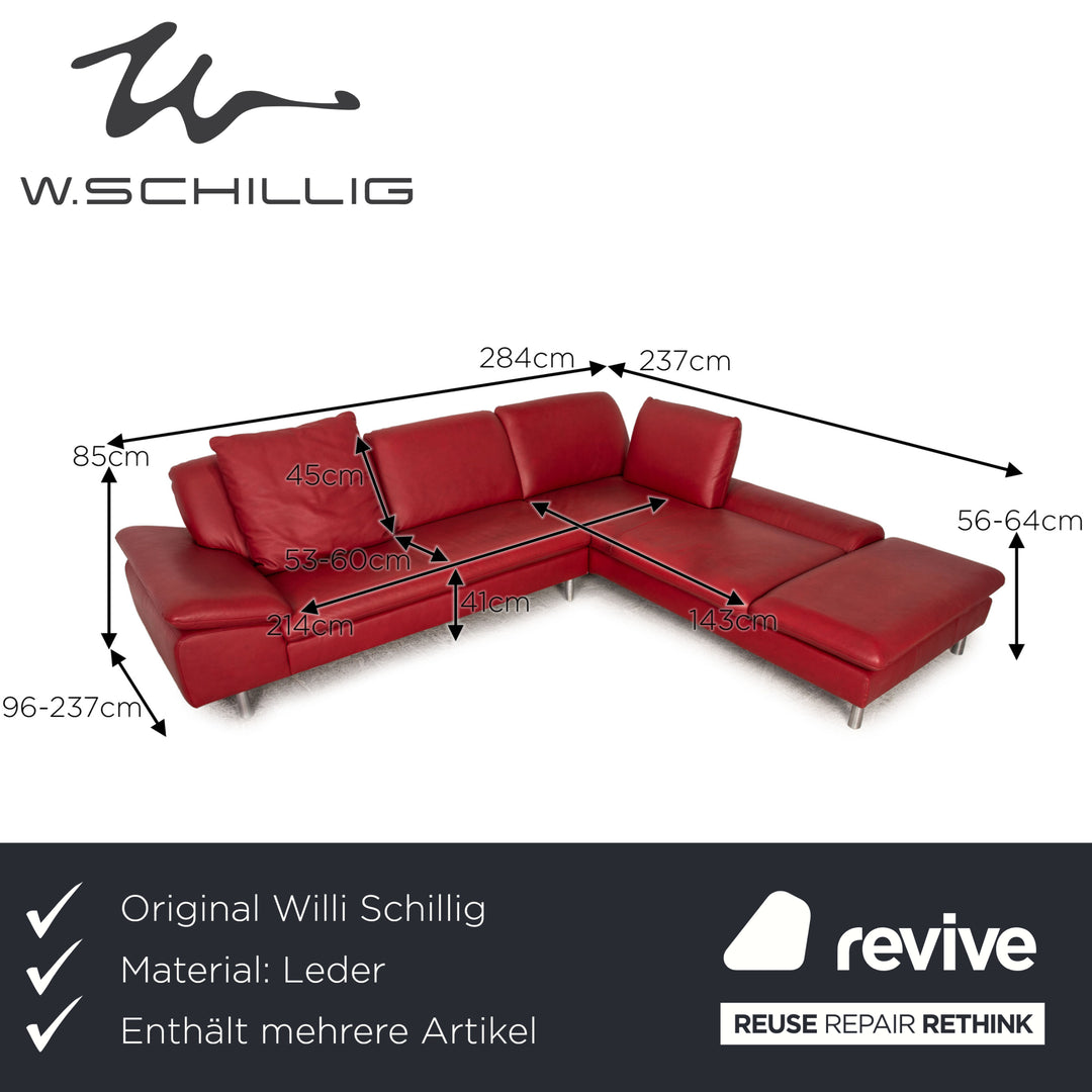 Willi Schillig Loop Leder Sofa Garnitur Garnitur Rot Ecksofa Hocker Sofa