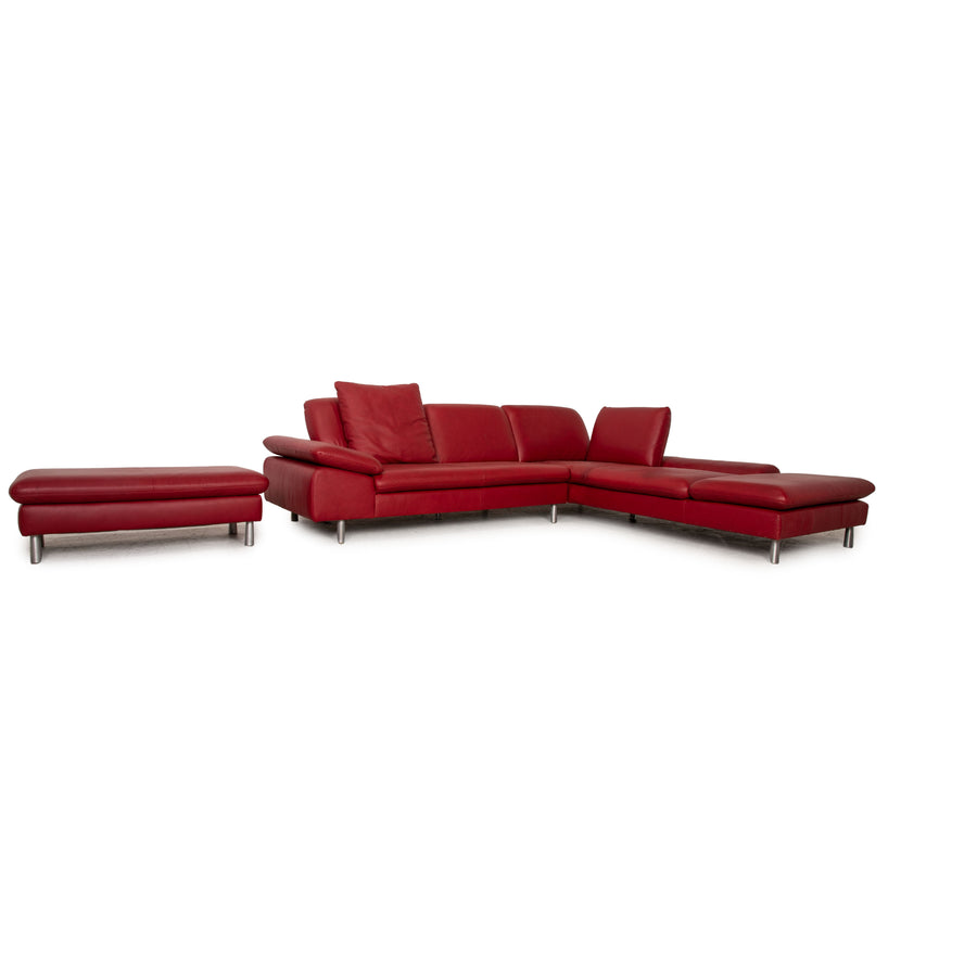 Willi Schillig Loop Leder Sofa Garnitur Garnitur Rot Ecksofa Hocker Sofa