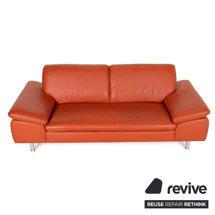 Willi Schillig Loop Leder Sofa Orange Dreisitzer Couch