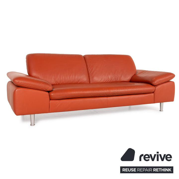 Willi Schillig Loop Leder Sofa Orange Dreisitzer Couch
