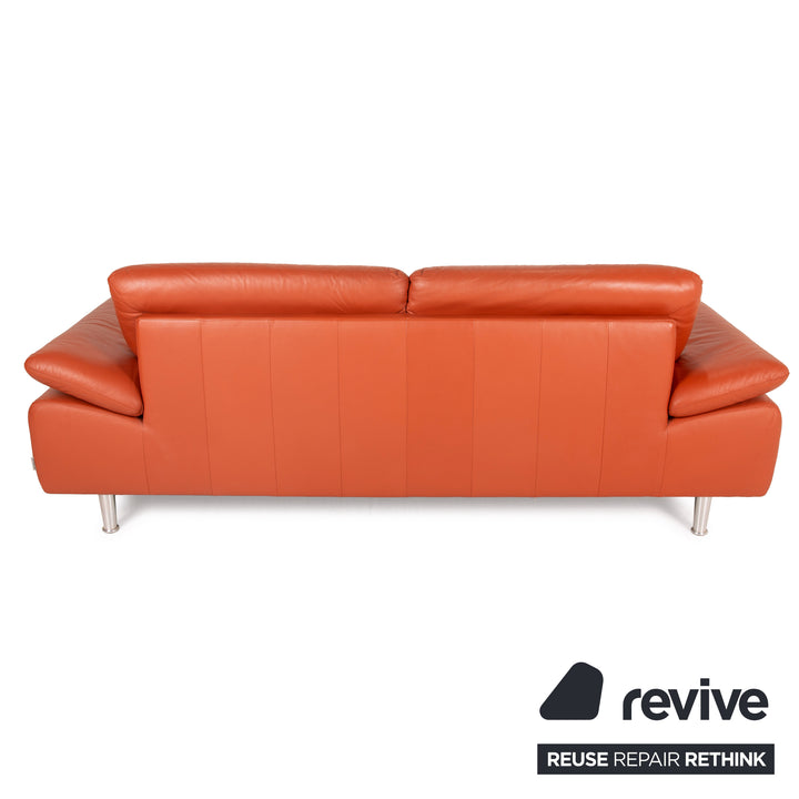 Willi Schillig Loop Leder Sofa Orange Dreisitzer Couch