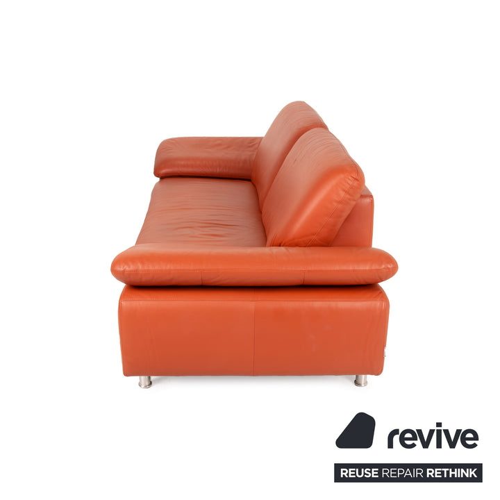 Willi Schillig Loop Leder Sofa Orange Dreisitzer Couch