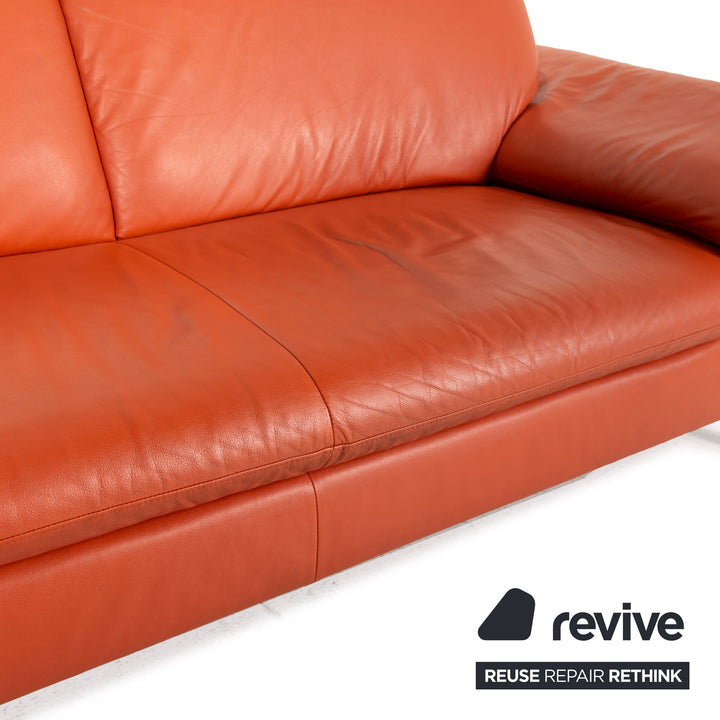 Willi Schillig Loop Leder Sofa Orange Dreisitzer Couch