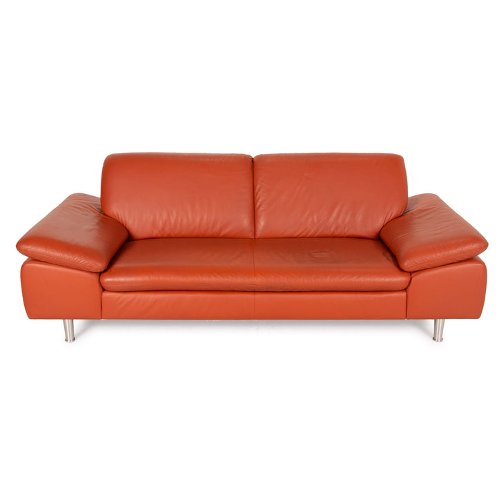 Willi Schillig Loop Leder Sofa Orange Dreisitzer Couch
