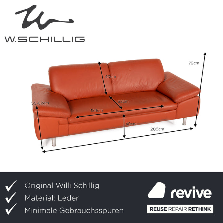 Willi Schillig Loop Leder Sofa Orange Dreisitzer Couch